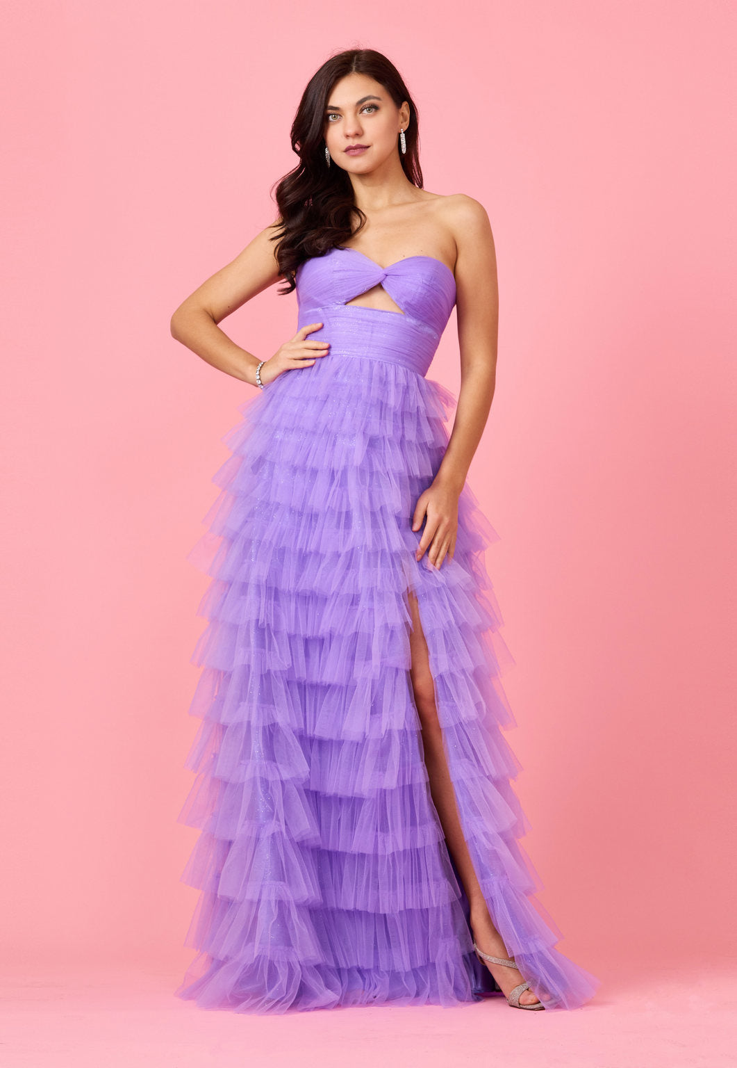Bandeau Ruffle Skirt Prom Ball Gown