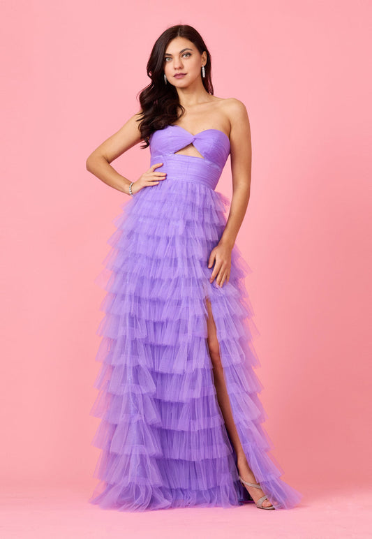 Bandeau Ruffle Skirt Prom Ball Gown