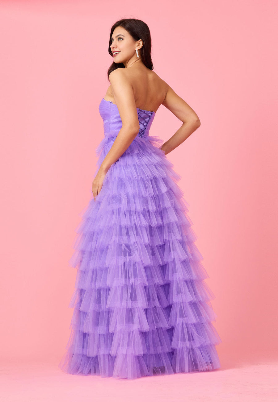 Bandeau Ruffle Skirt Prom Ball Gown