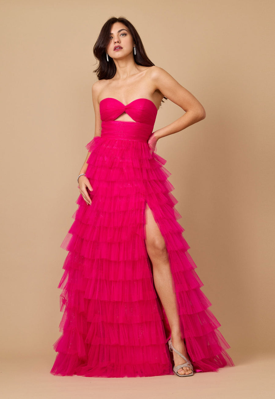 Bandeau Ruffle Skirt Prom Ball Gown