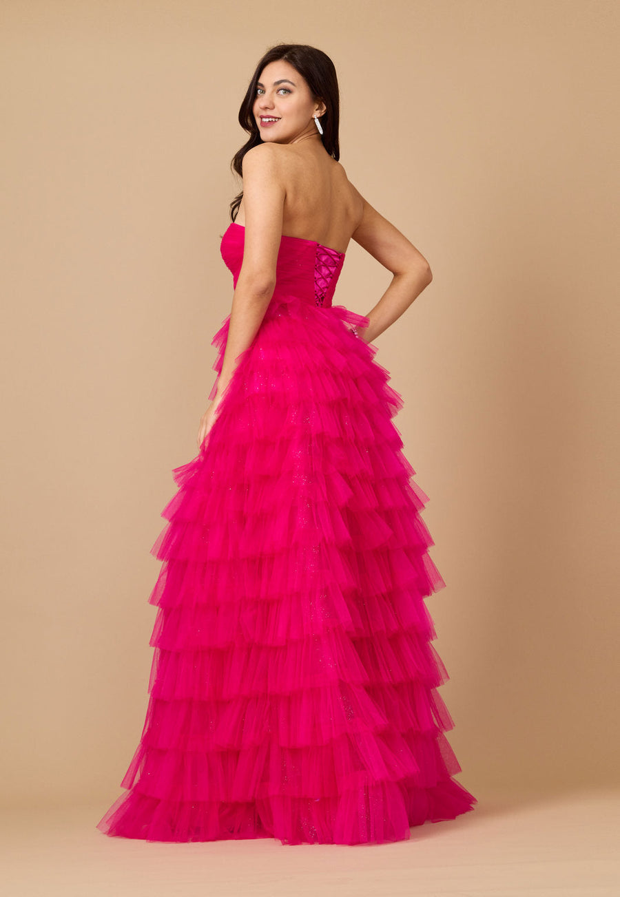 Bandeau Ruffle Skirt Prom Ball Gown