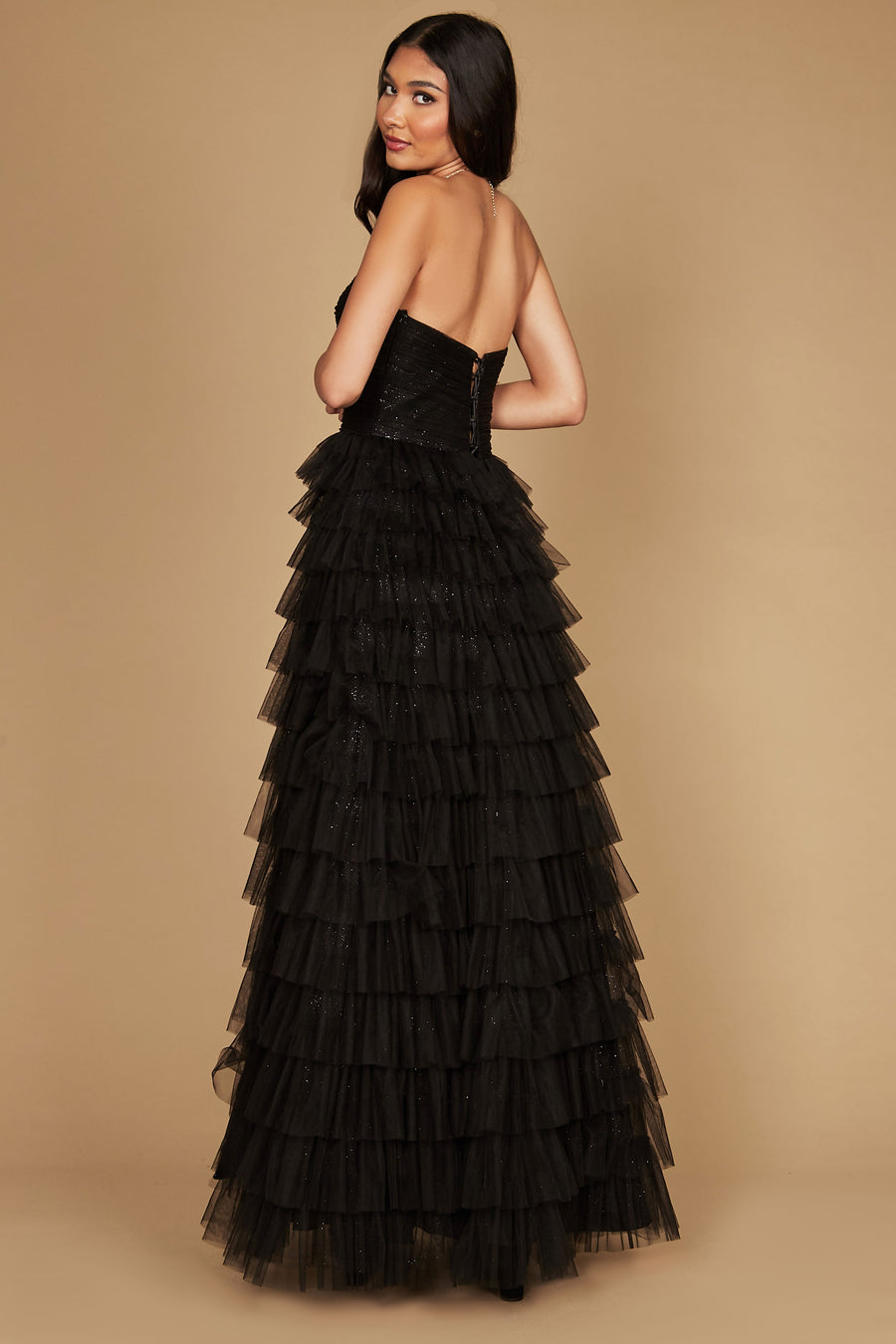Bandeau Ruffle Skirt Prom Ball Gown