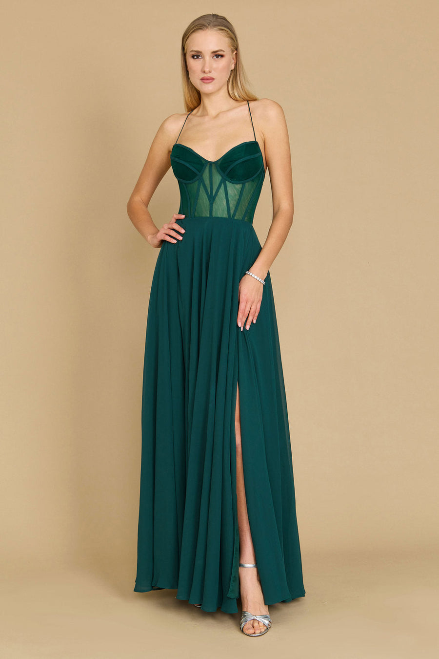 Floor Length Chiffon Corset Formal Prom Dress