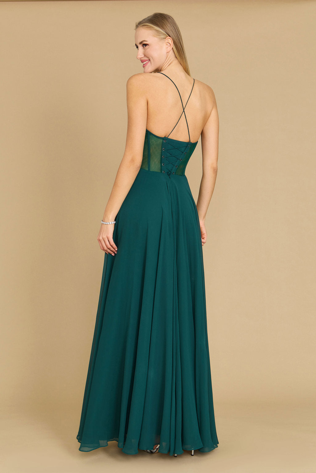 Floor Length Chiffon Corset Formal Prom Dress
