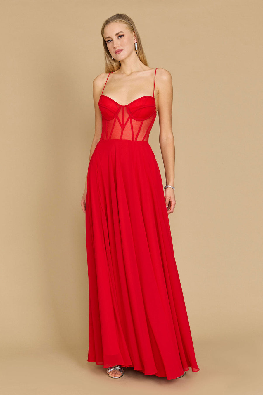 Floor Length Chiffon Corset Formal Prom Dress
