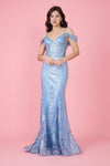 Off Shoulder Sequin Corset Formal Dress