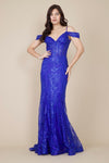 Off Shoulder Sequin Corset Formal Dress