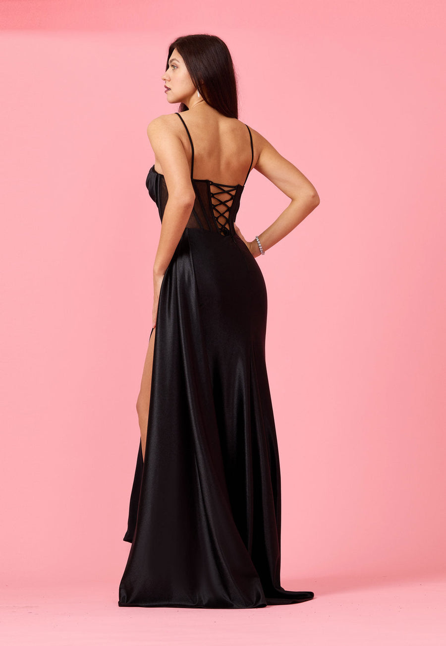 Floor Length Cowl Corset Formal Prom Dress