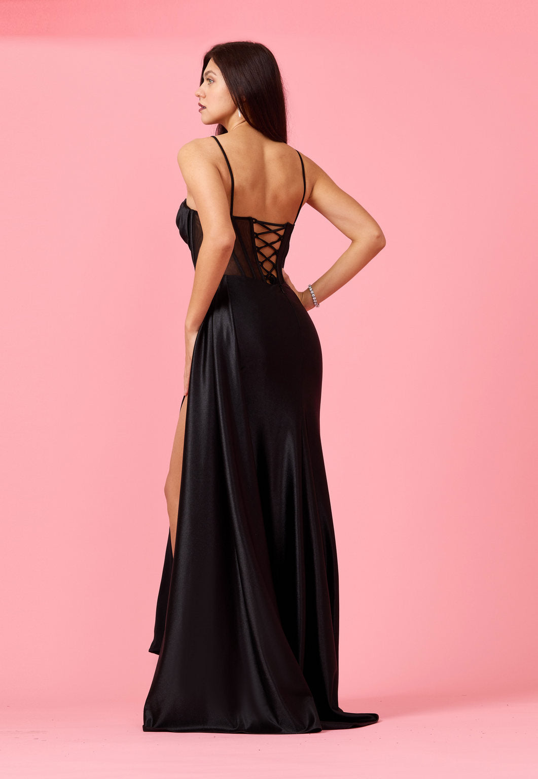 Floor Length Cowl Corset Formal Prom Dress