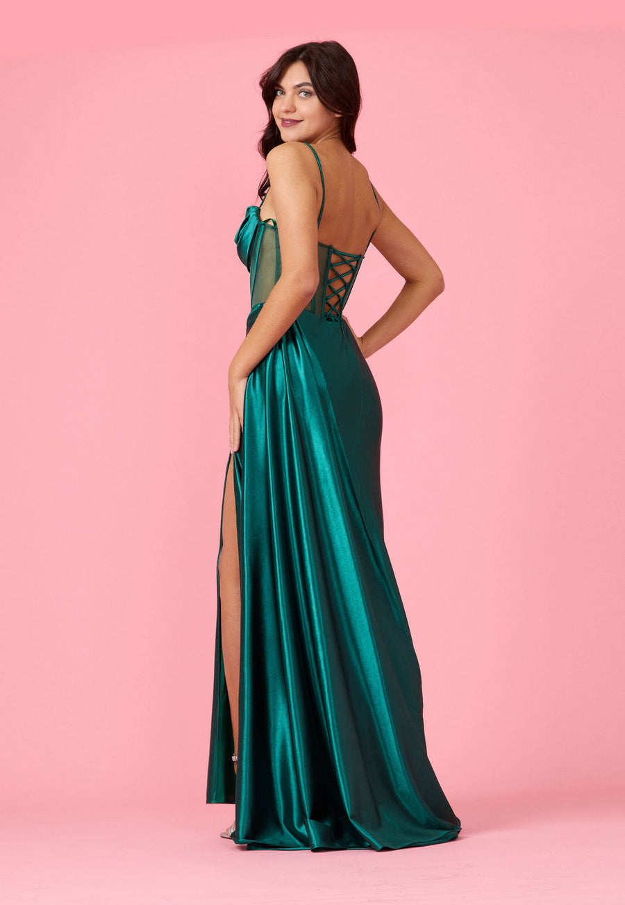 Floor Length Cowl Corset Formal Prom Dress
