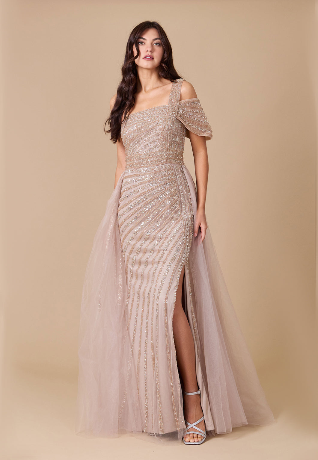 One Shoulder Hand Embellished Formal Couture Dress