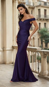Floor Length Stretch Formal Off Shoulder Dress