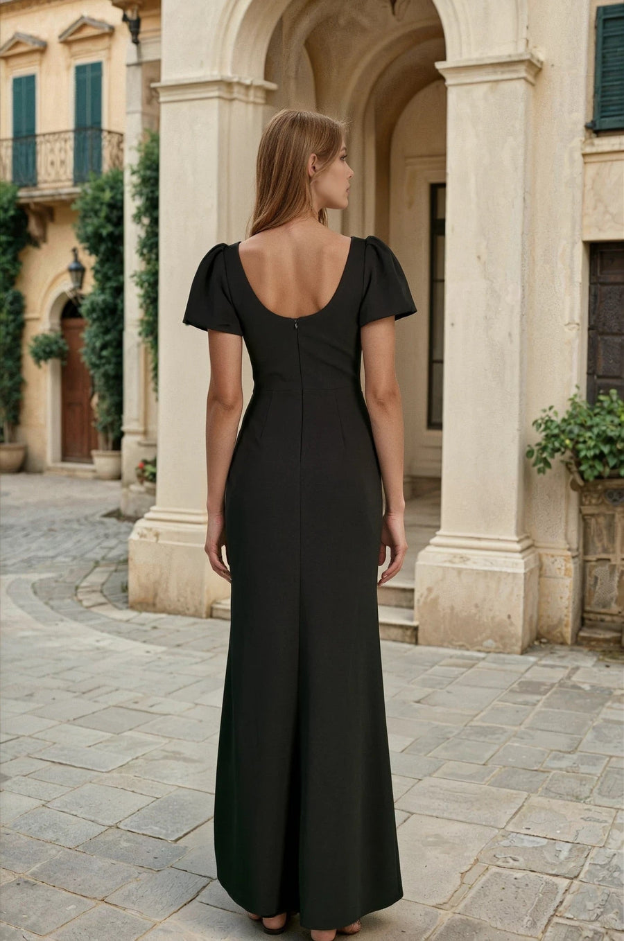 Formal Dresses Long Corset Formal Dress Puff Sleeves Black
