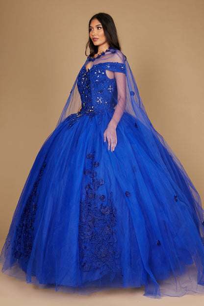 Quinceniera Dresses Long Off Shoulder Quinceanera Ball Gown Royal Blue