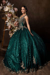 Floor Length Cap Sleeve Quinceanera Ball Gown