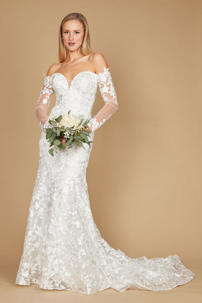 Wedding Dresses Lace Long Off Shoulder Mermaid Wedding Dress Off White