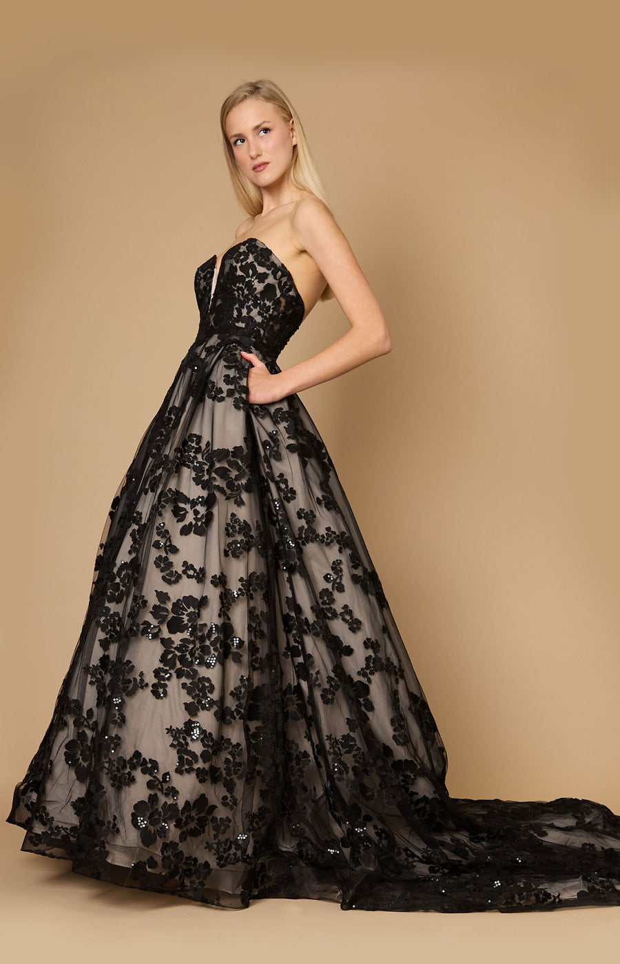 Floor Length Black Tie Formal Couture Ball Gown