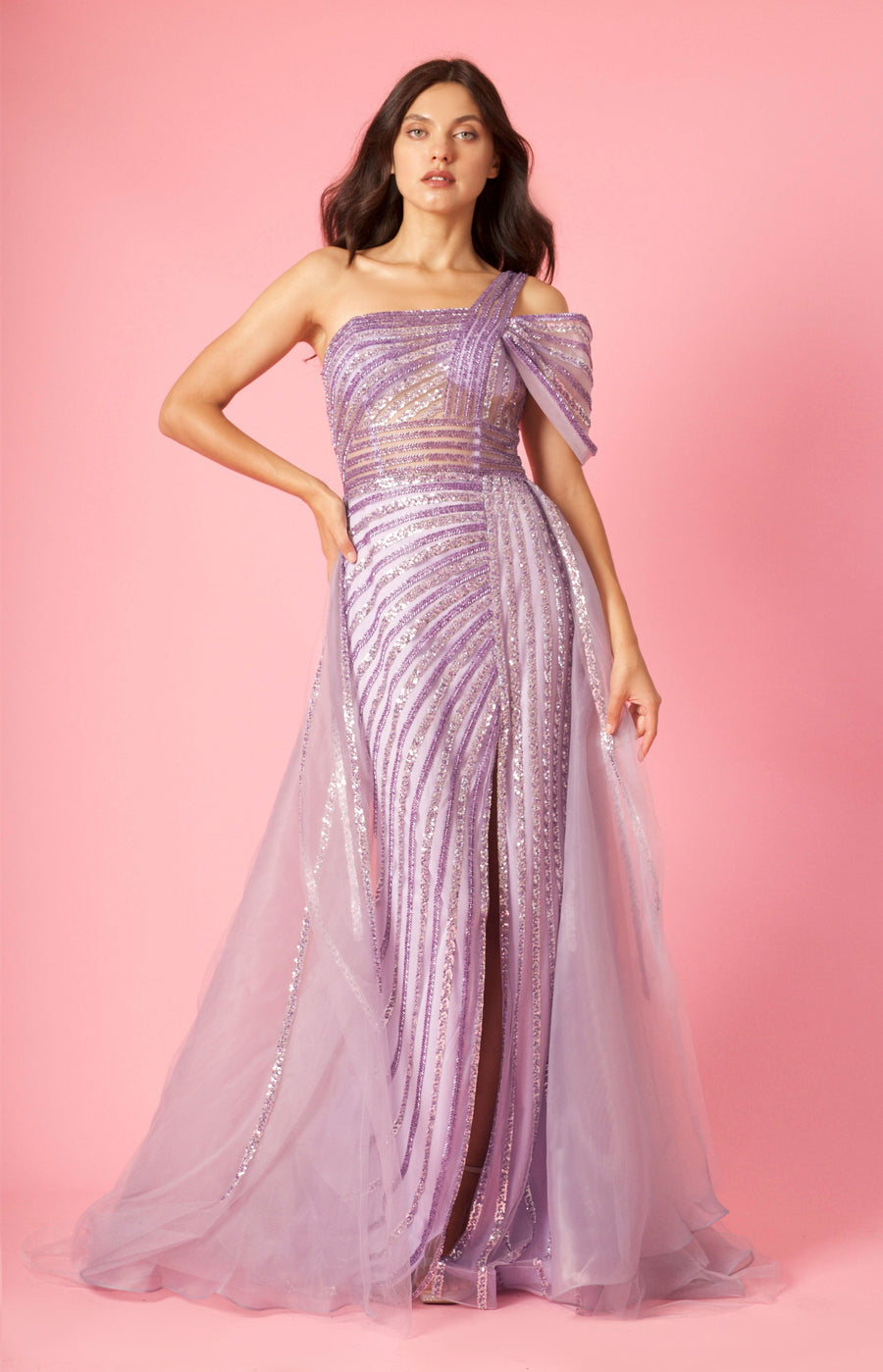 Floor Length Couture Hand Beaded Cold Shoulder Formal Dress