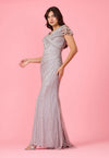 Mini Sleeve Hand Beaded Formal Couture Dress