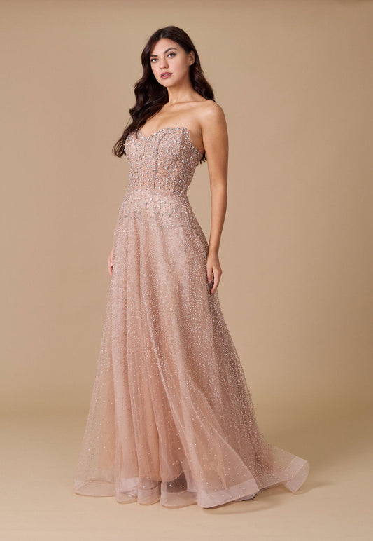 Long Strapless Hand Beaded Formal Couture Dress Wholesale
