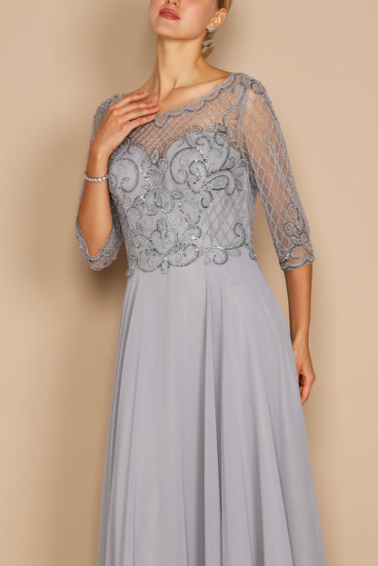 Long Sleeve Hand Beaded Mother of The Bride Dress