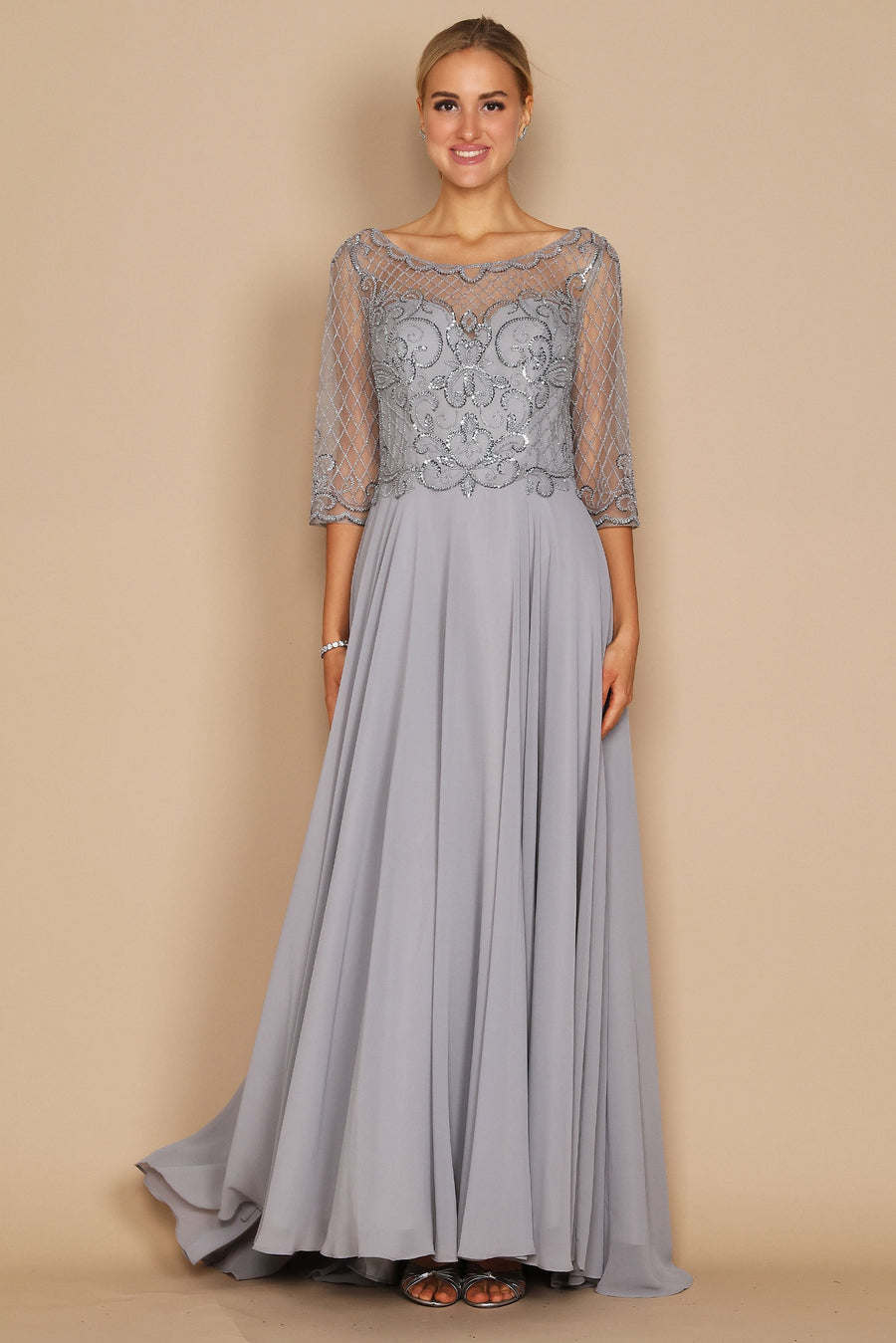 Long Sleeve Hand Beaded Mother of The Bride Dress