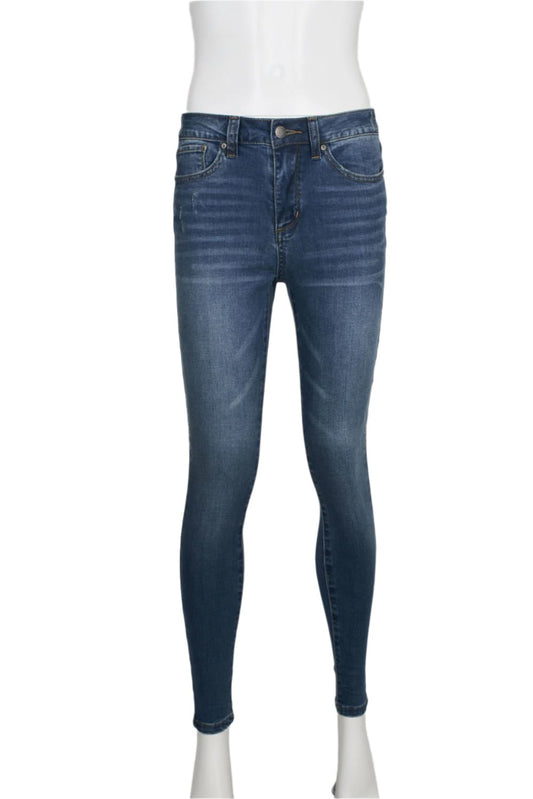 Velvet Heart Mid Waist Skinny Jeans Stretch Button & Zipper Fly Closure Denim Pants with Pockets - MONROVIA - Front 