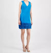 Donna Ricco Sleeveless V-Neck Cupcake Ruffle Hem Scuba Sheath Dress DR50413