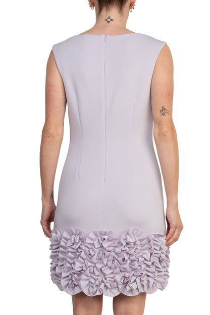 Donna Ricco Boat Neck Sleeveless Tiered Ruffled Hem Shift Dress - LILAC - Back