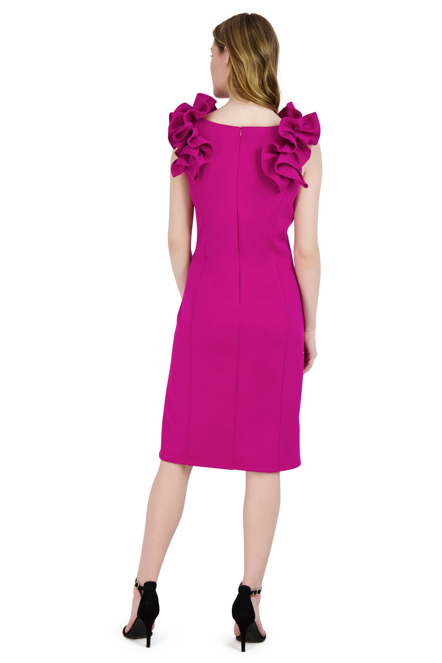 Donna Ricco Sleeveless Ruffle Shoulder Sheath Dress DR52420