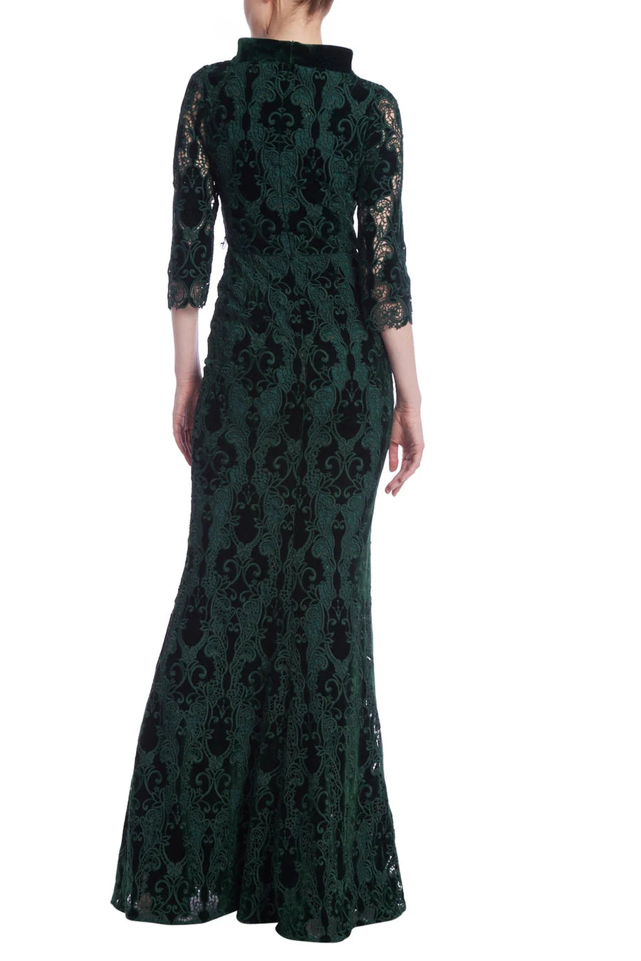 Velvet Lace Boat Neck Gown Jewel by Badgley Mischka EG4340