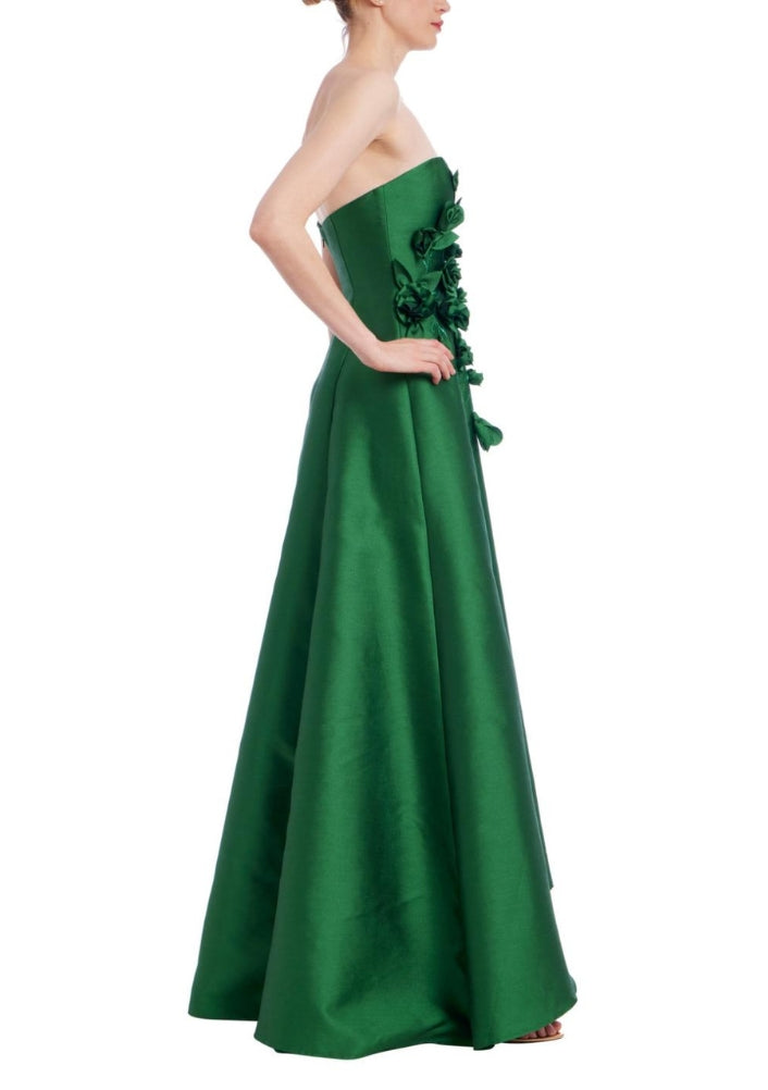 Badgley Mischka Strapless Sweetheart Neckline Back Zipper Closure High-Low Hem Gown Dress