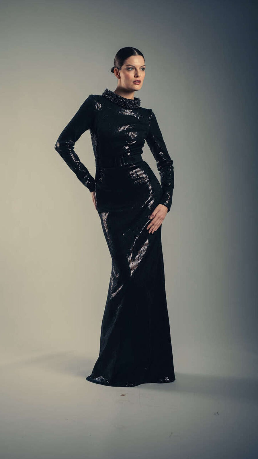 Badgley Mischka Beaded Mock-Neck Sequin Gown EG4581 Wholesale