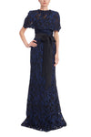 Navy Black Jewel-Neck Floor-Length Lace Formal Capelet Gown Badgley Mischka EG4637