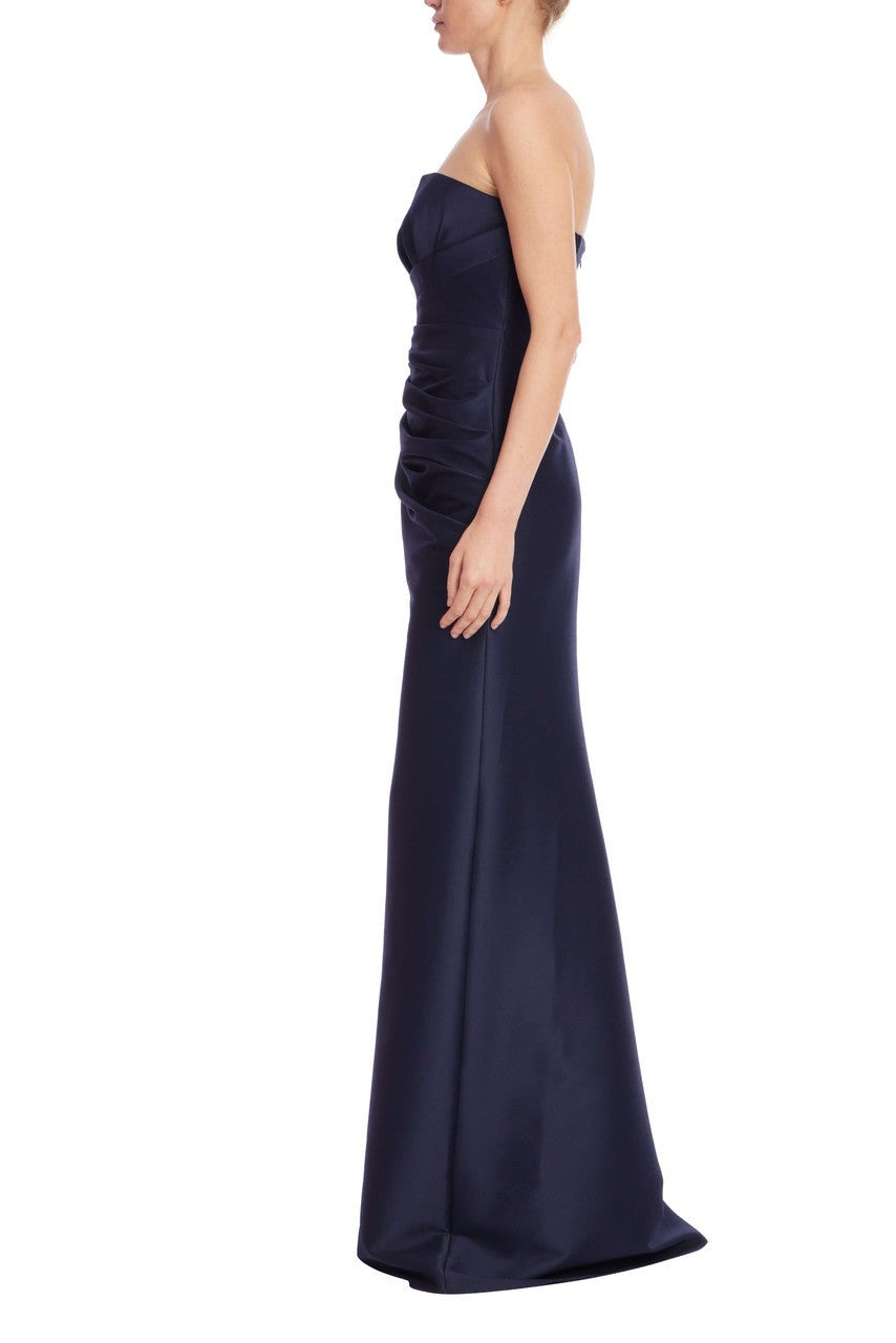 Badgley Mischka Strapless Ruched Mikado Trumpet Gown EG4651