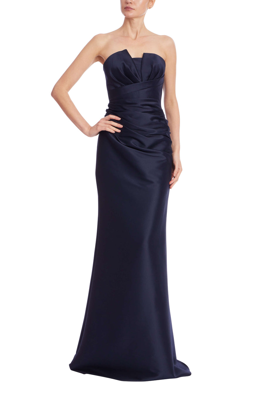 Badgley Mischka Strapless Ruched Mikado Trumpet Gown EG4651