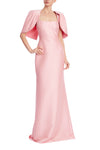 Peony Square-Neck Floor-Length Mikado Formal Cape Sleeve Column Gown Badgley Mischka EG4666
