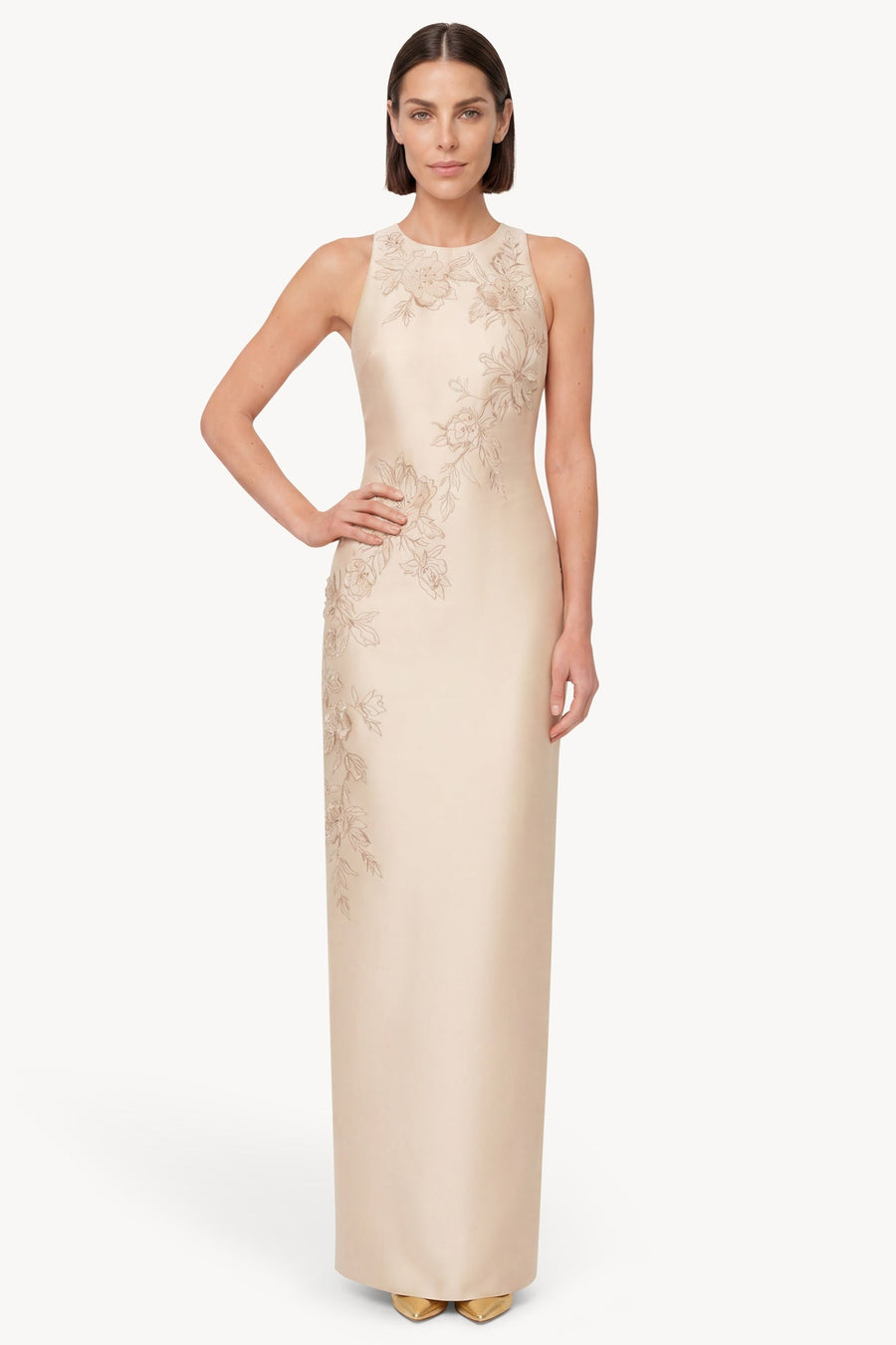 Badgley Mischka Beaded Applique Sleeveless Column Gown EG5104 Wholesale