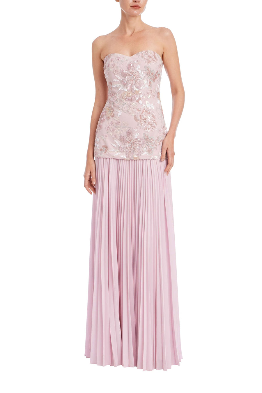Badgley Mischka Strapless Beaded Bodice Dropwaist Gown EG5135 Wholesale