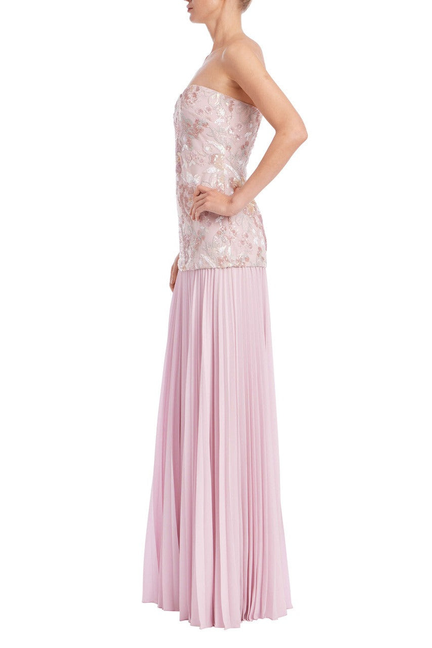 Badgley Mischka Strapless Beaded Bodice Dropwaist Gown EG5135 Wholesale