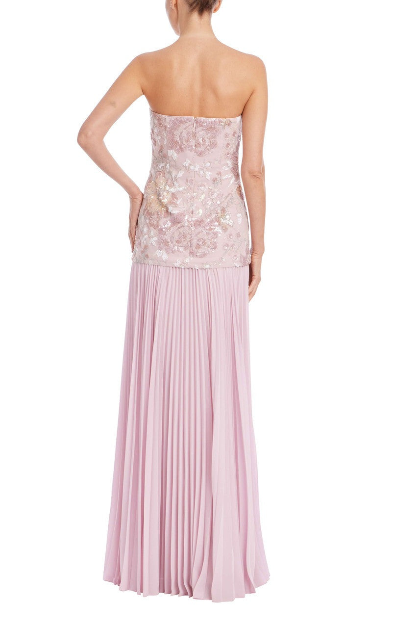 Badgley Mischka Strapless Beaded Bodice Dropwaist Gown EG5135 Wholesale
