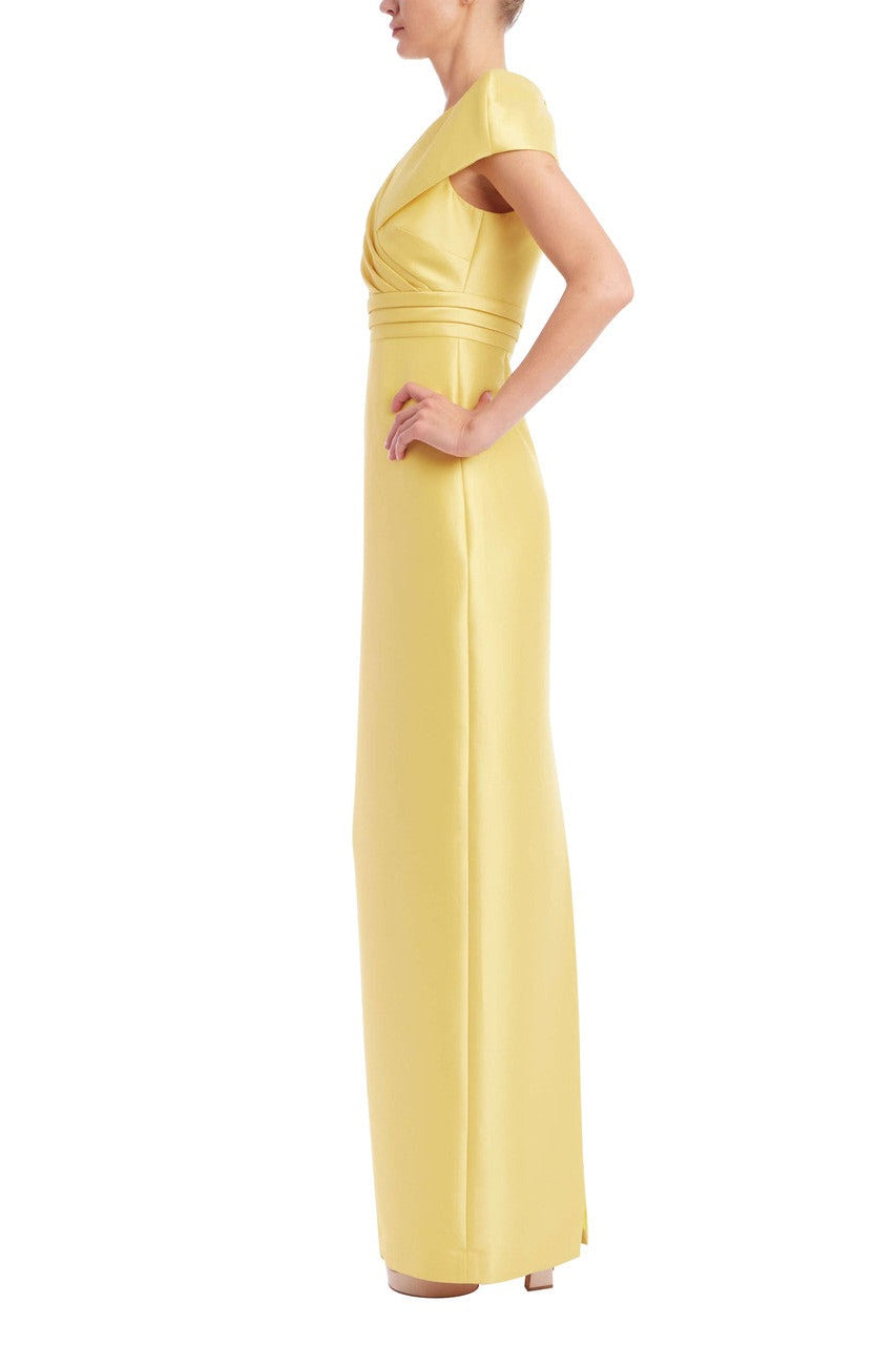 Badgley Mischka Faux Wrap Mikado Column Gown EG5138 Wholesale