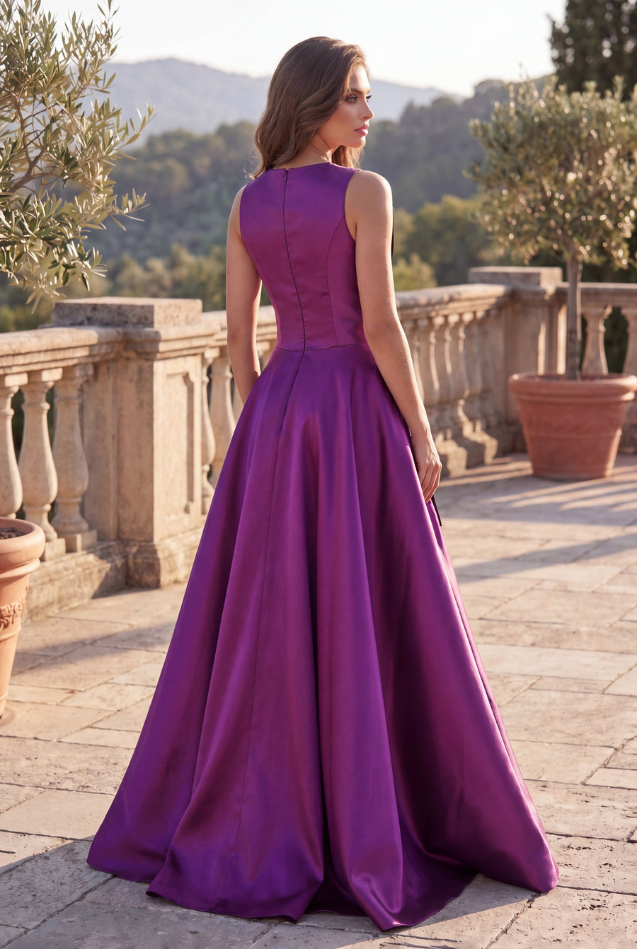 Kos Couture Long Formal Ball Gown with Statement Bow