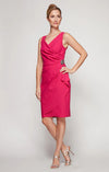 Wholesale Contour Collection Short Side Ruched Dress Featuring SmoothFit Fabric with Surplice Neck Alex Evenings 134005