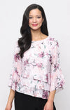 Petite Chiffon Bell Sleeve Bateau Neck Blouse with Tiered Hem Alex Evenings 82751014