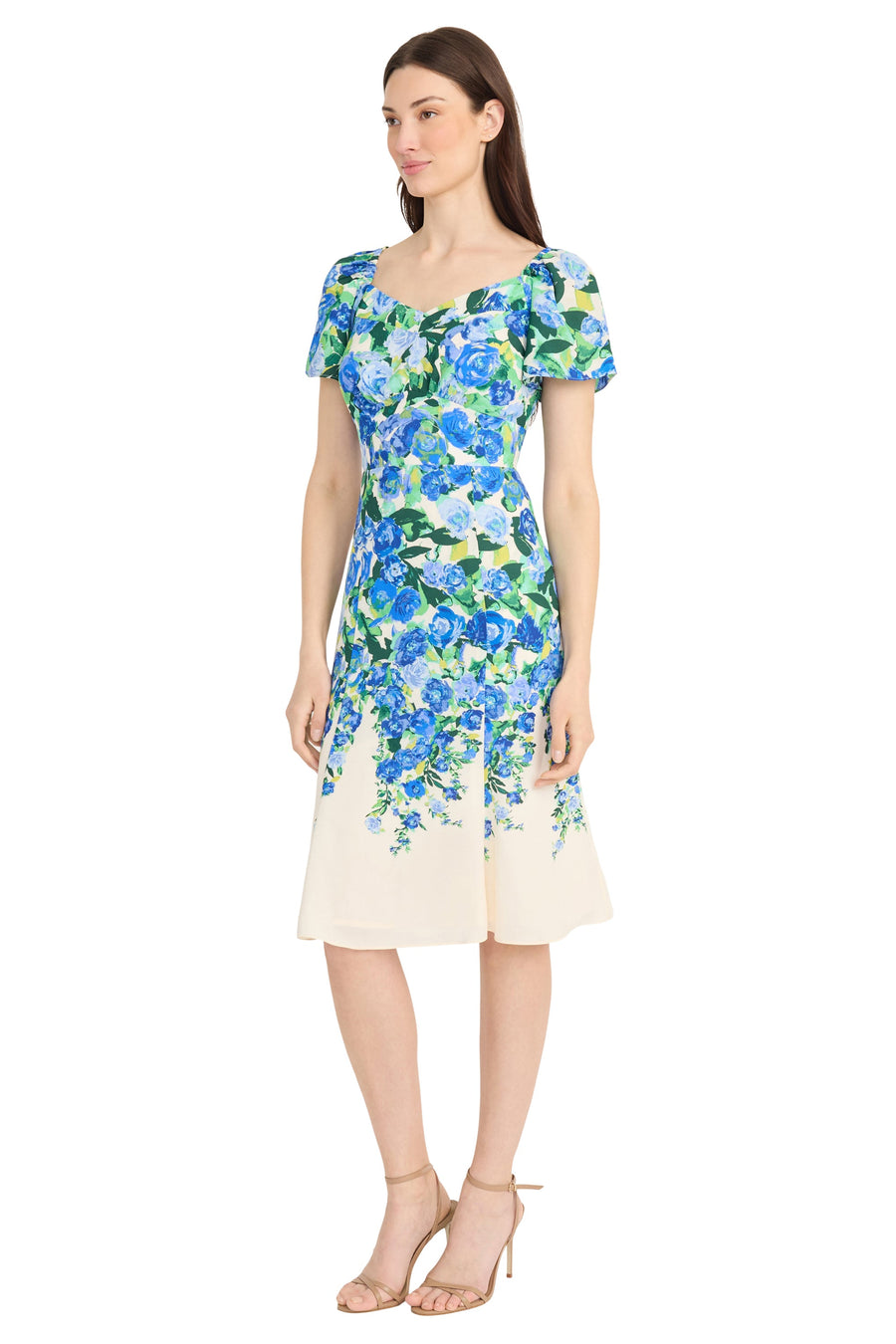 Maggy London Sweetheart Flutter Sleeve Floral Midi Dress G5920M Wholesale