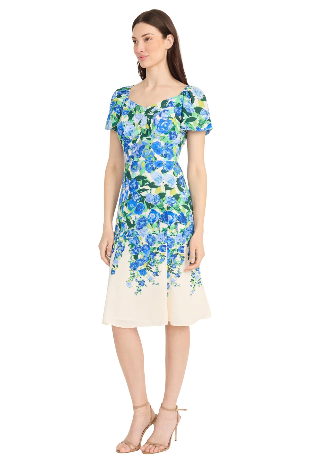 Maggy London Sweetheart Flutter Sleeve Floral Midi Dress G5920M Wholesale