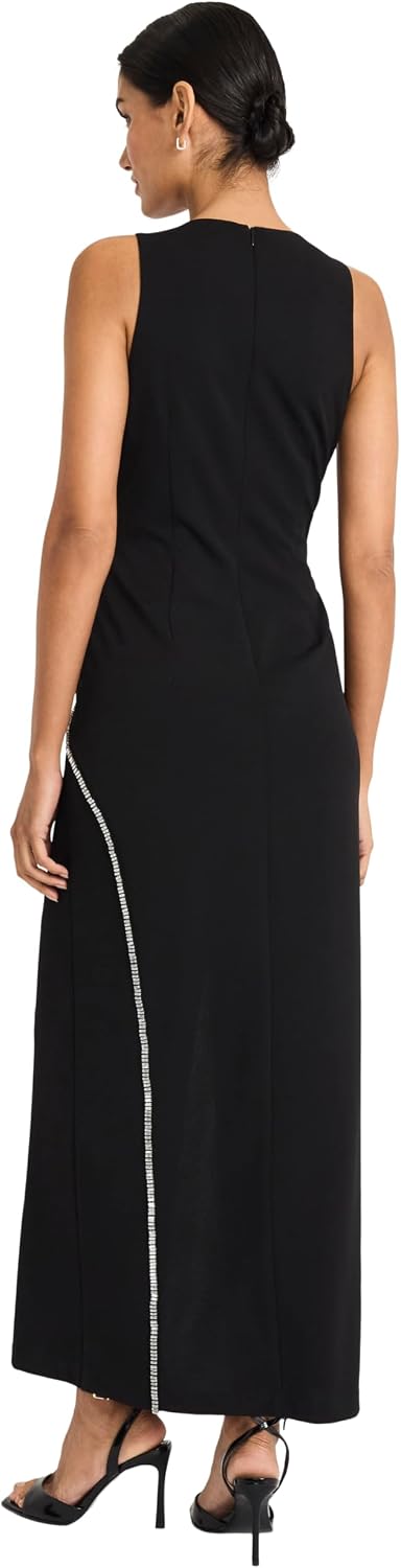 Maggy London Crystal Trimmed Keyhole Slit Maxi Gown G6323M - Black