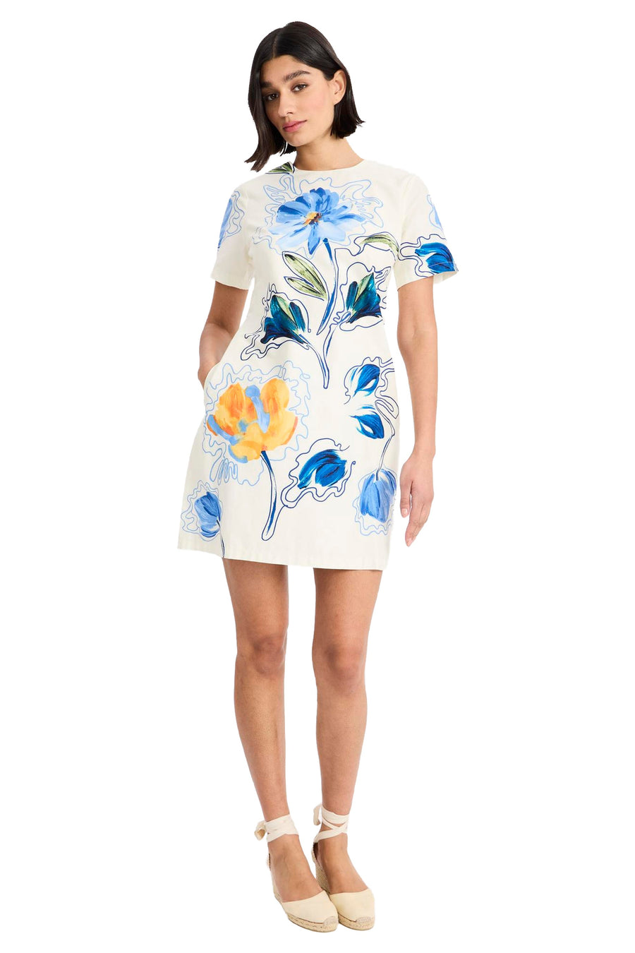 Maggy London Cap Sleeve Asymmetrical Midi Dress in Blue G6344M
