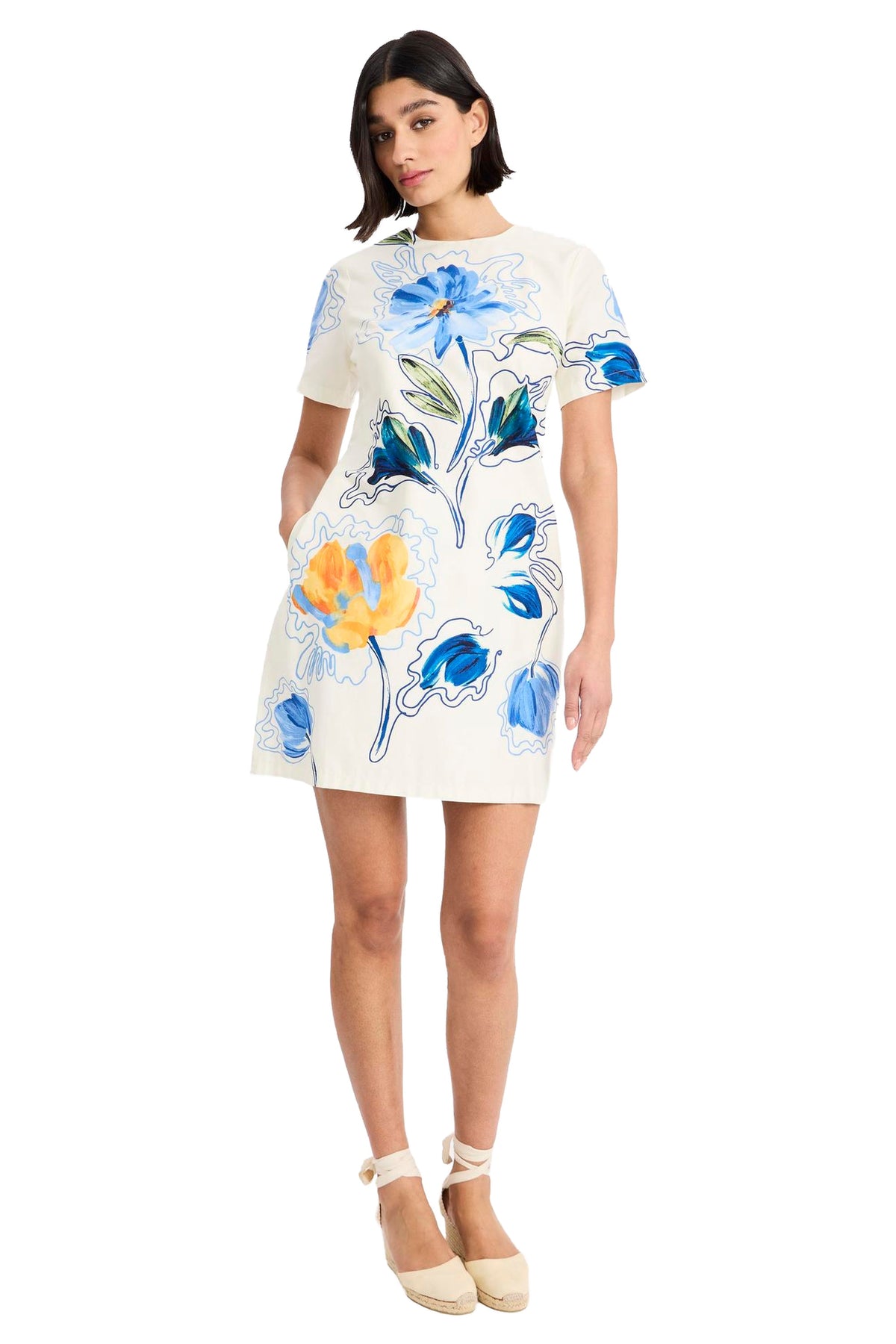Maggy London Cap Sleeve Asymmetrical Midi Dress in Blue G6344M